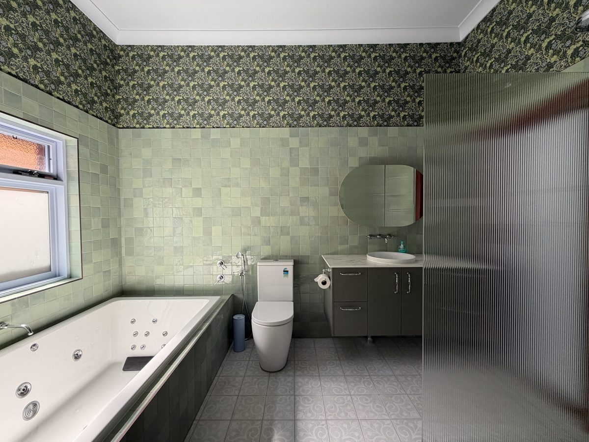 Full bathroom renovation with tiling and custom vanity, Newcastle